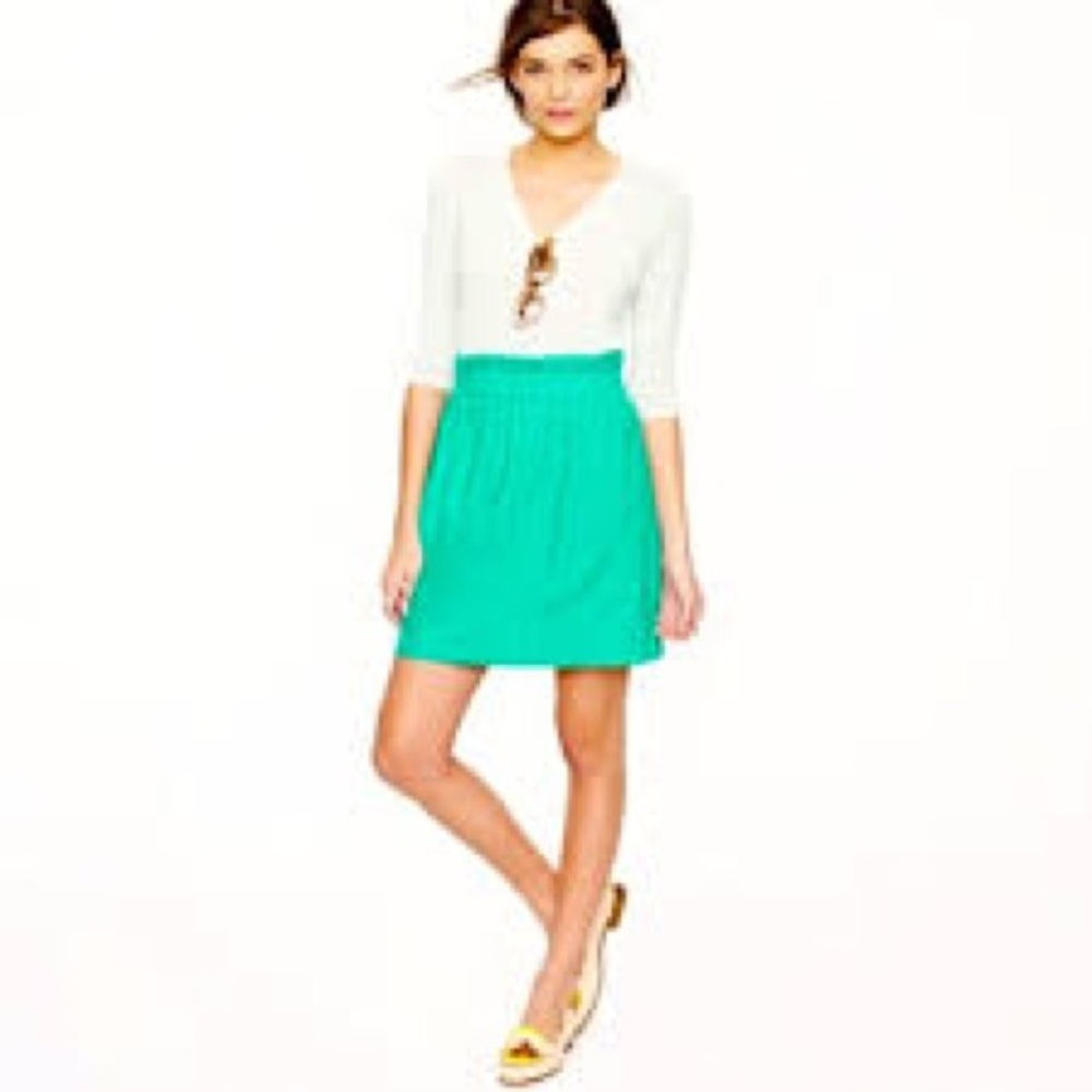 J Crew paper bag elastic waist linen blend mini skirt sz12